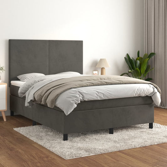 Boxspringbett mit Matratze Dunkelgrau 140x200 cm Samt