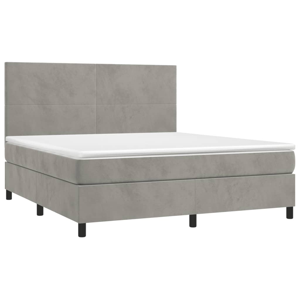 Boxspringbett mit Matratze Hellgrau 160x200 cm Samt