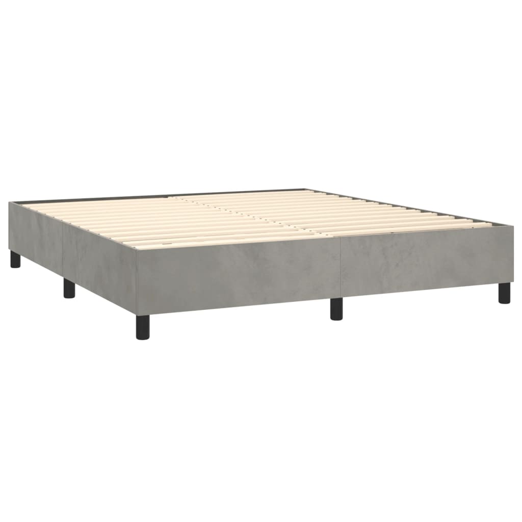 Boxspringbett mit Matratze Hellgrau 160x200 cm Samt