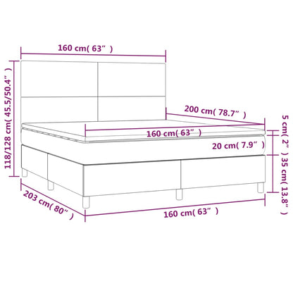 Boxspringbett mit Matratze Hellgrau 160x200 cm Samt