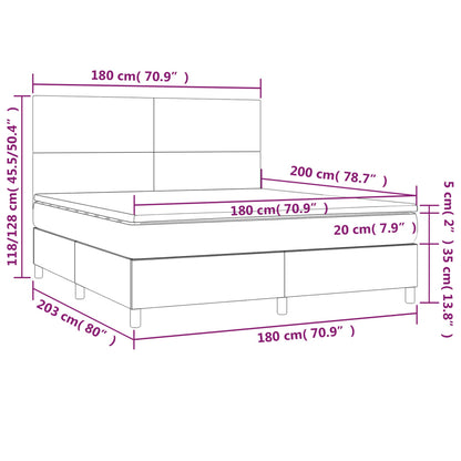 Boxspringbett mit Matratze Hellgrau 180x200 cm Samt