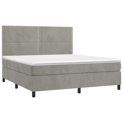 Boxspringbett mit Matratze Hellgrau 160x200 cm Samt