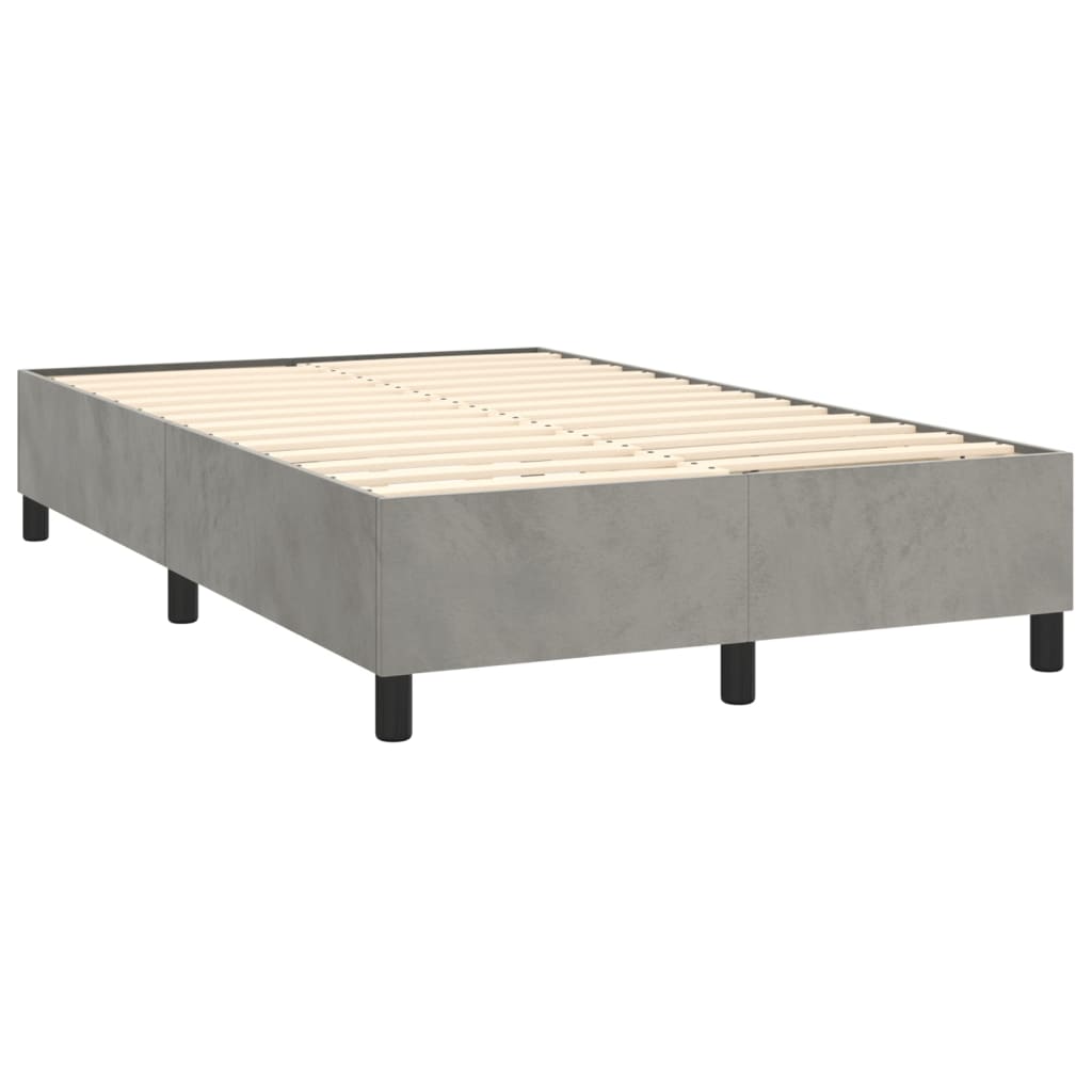 Boxspringbett mit Matratze Hellgrau 120x200 cm Samt