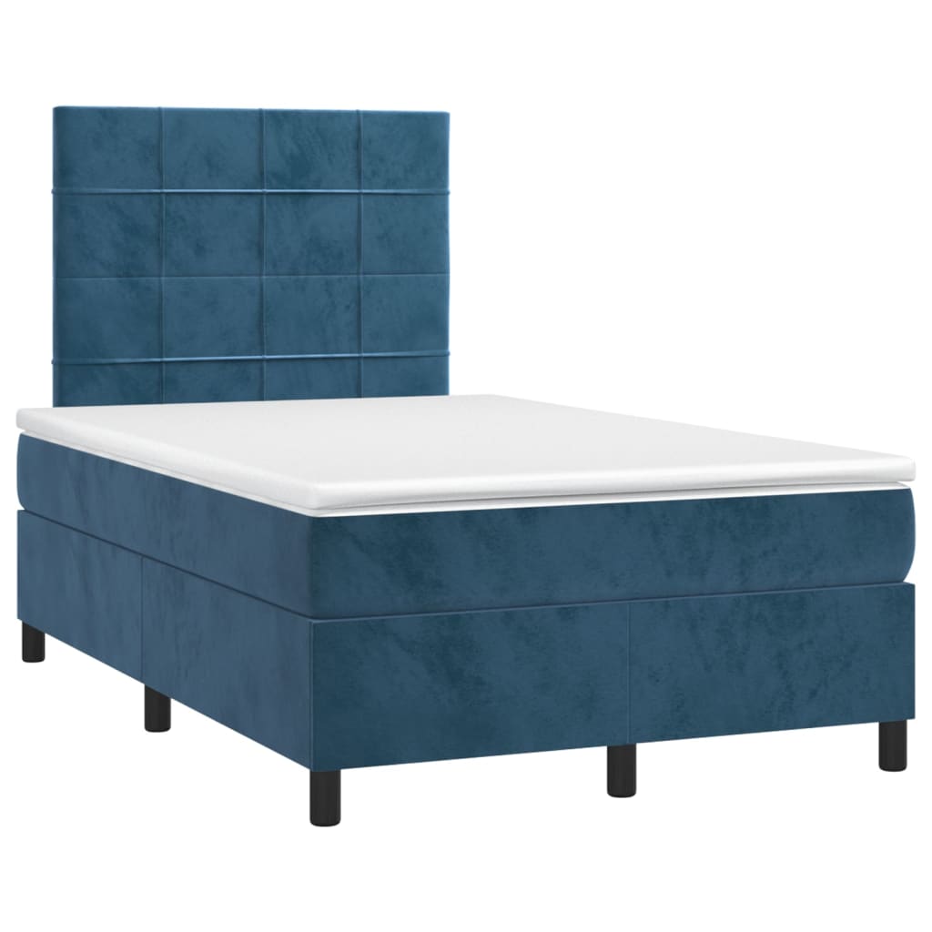 Boxspringbett mit Matratze Dunkelblau 120x200 cm Samt