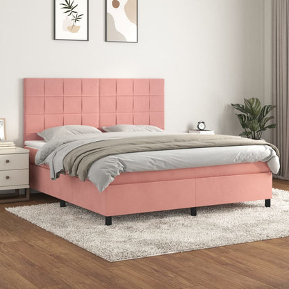 Boxspringbett mit Matratze Rosa 160x200 cm Samt