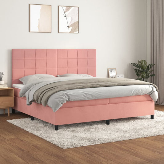 Boxspringbett mit Matratze Rosa 200x200 cm Samt