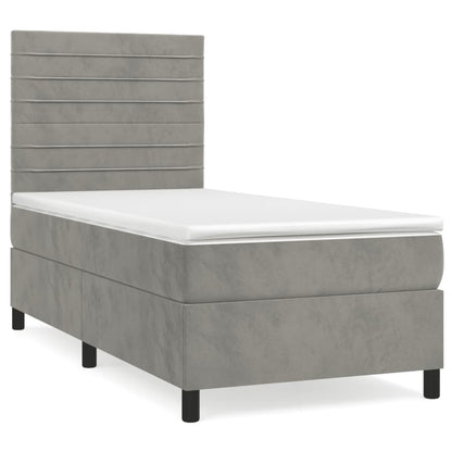 Boxspringbett mit Matratze Hellgrau 90x190 cm Samt