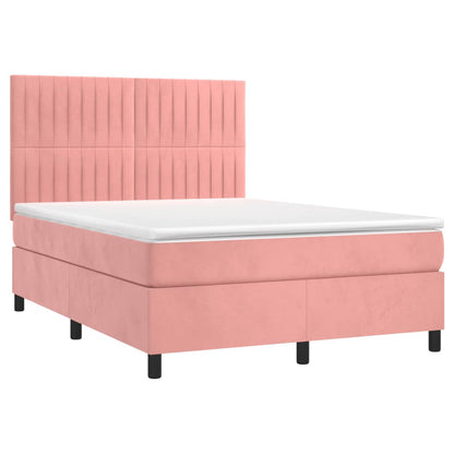 Boxspringbett mit Matratze Rosa 140x200 cm Samt