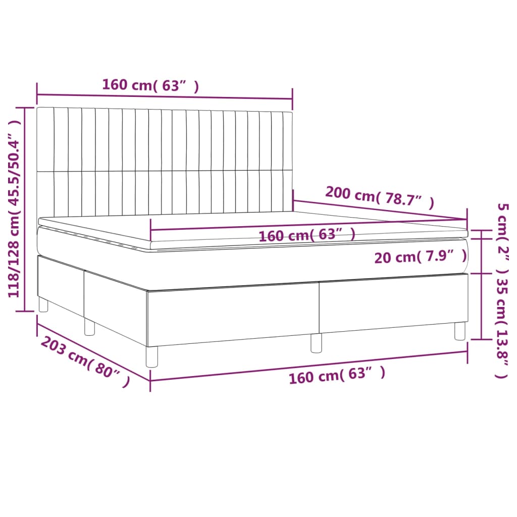 Boxspringbett mit Matratze Hellgrau 160x200 cm Samt