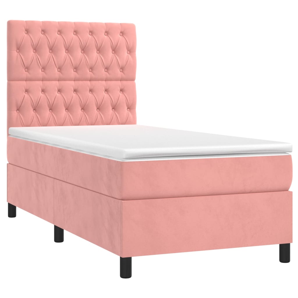 Boxspringbett mit Matratze Rosa 80x200 cm Samt