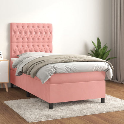 Boxspringbett mit Matratze Rosa 80x200 cm Samt