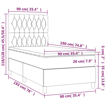 Boxspringbett mit Matratze Hellgrau 90x190 cm Samt