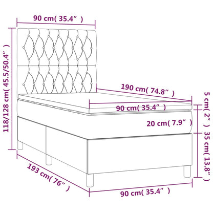 Boxspringbett mit Matratze Dunkelgrau 90x190 cm Samt