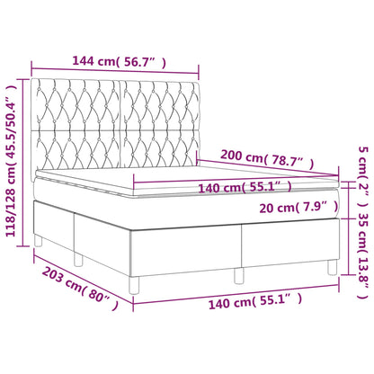 Boxspringbett mit Matratze Rosa 140x200 cm Samt