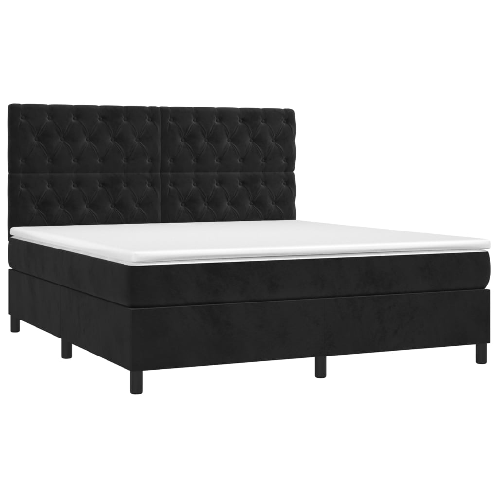 Boxspringbett mit Matratze Schwarz 160x200 cm Samt