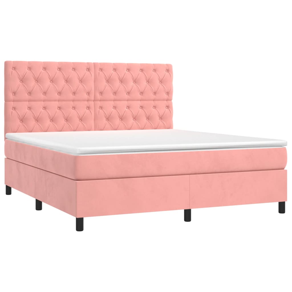 Boxspringbett mit Matratze Rosa 160x200 cm Samt