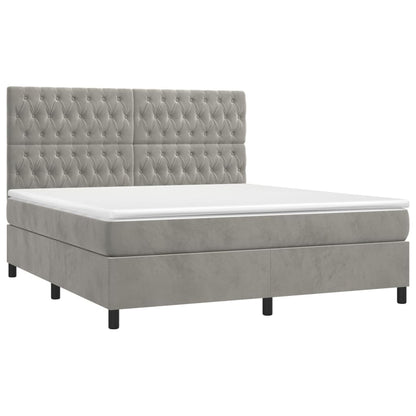 Boxspringbett mit Matratze Hellgrau 180x200 cm Samt