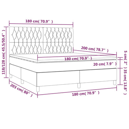 Boxspringbett mit Matratze Hellgrau 180x200 cm Samt