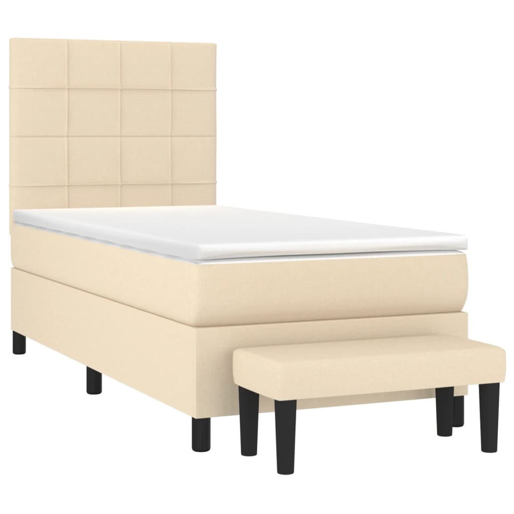 Boxspringbett mit Matratze Creme 80x200 cm Stoff