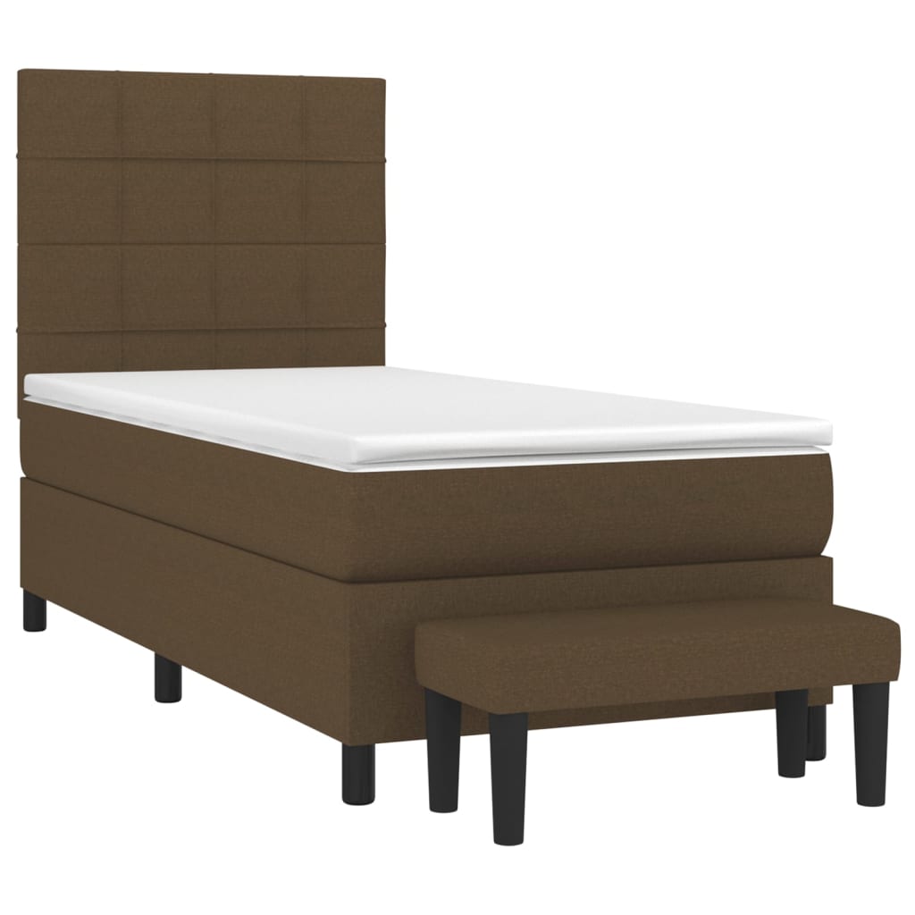 Boxspringbett mit Matratze Dunkelbraun 90x190 cm Stoff