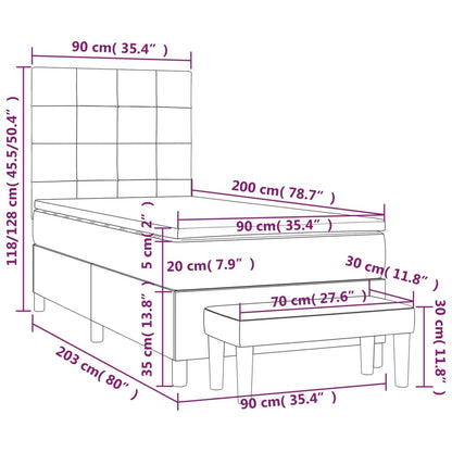 Boxspringbett mit Matratze Creme 90x200 cm Stoff