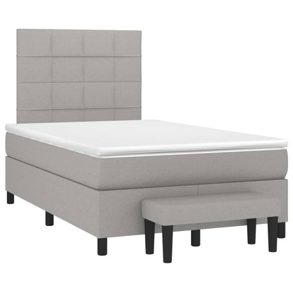 Boxspringbett mit Matratze Hellgrau 120x200 cm Stoff