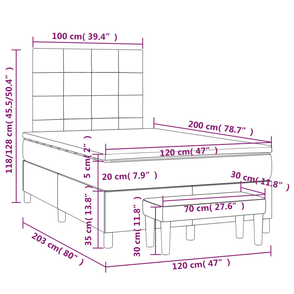 Boxspringbett mit Matratze Dunkelbraun 120x200 cm Stoff