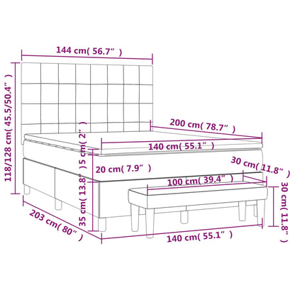 Boxspringbett mit Matratze Hellgrau 140x200 cm Stoff