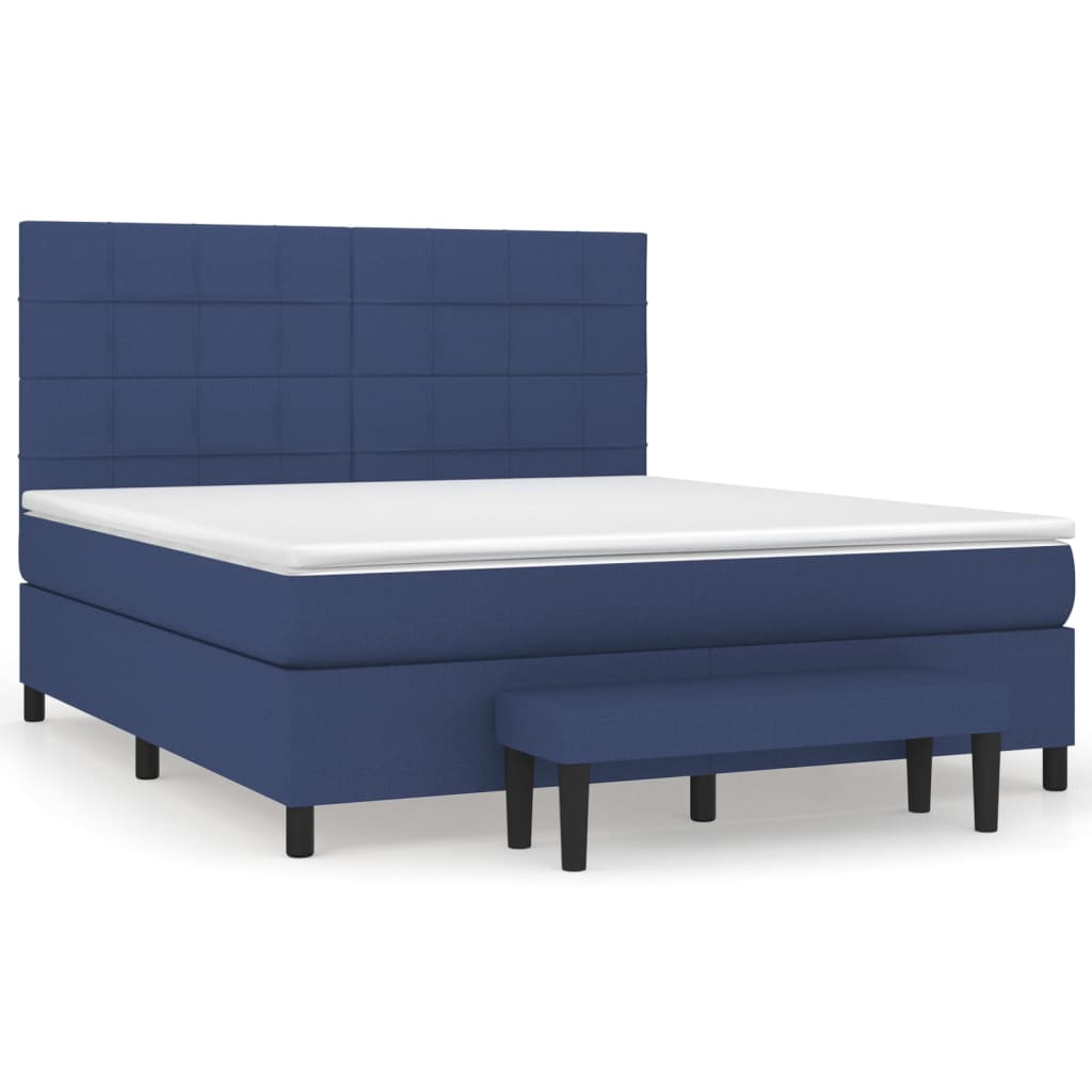 Boxspringbett mit Matratze Blau 160x200 cm Stoff