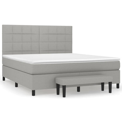 Boxspringbett mit Matratze Hellgrau 180x200 cm Stoff