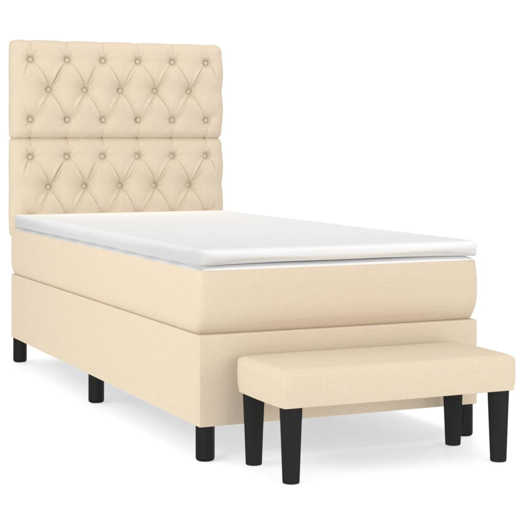 Boxspringbett mit Matratze Creme 80x200 cm Stoff