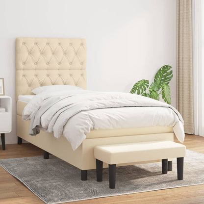 Boxspringbett mit Matratze Creme 80x200 cm Stoff