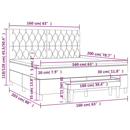 Boxspringbett mit Matratze Taupe 160x200 cm Stoff