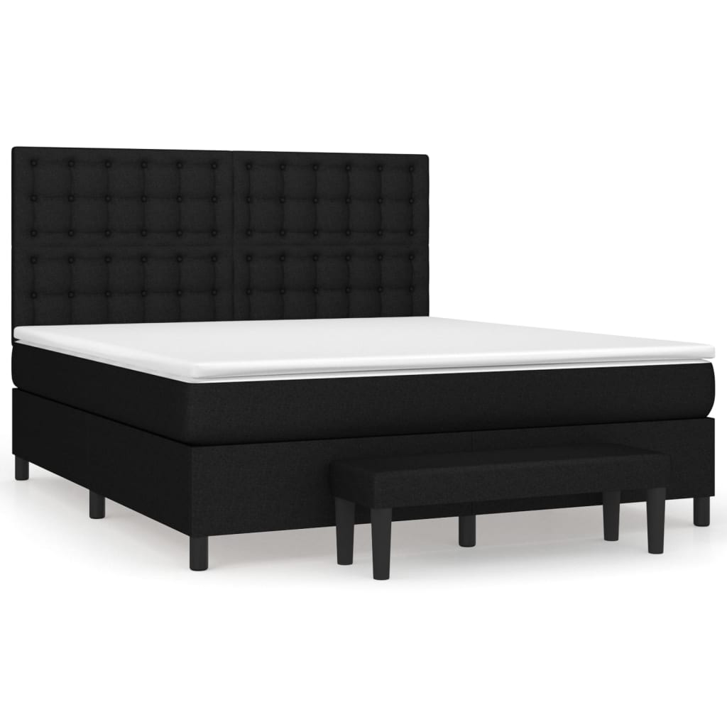 Boxspringbett mit Matratze Schwarz 180x200 cm Stoff