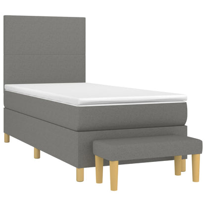 Boxspringbett mit Matratze Dunkelgrau 100x200 cm Stoff