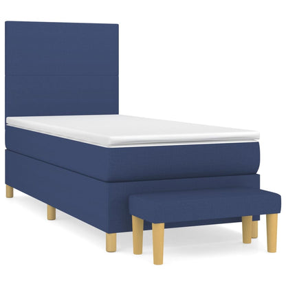 Boxspringbett mit Matratze Blau 100x200 cm Stoff