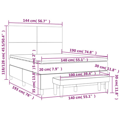 Boxspringbett mit Matratze Dunkelgrau 140x190 cm Stoff