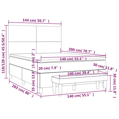 Boxspringbett mit Matratze Schwarz 140x200 cm Stoff