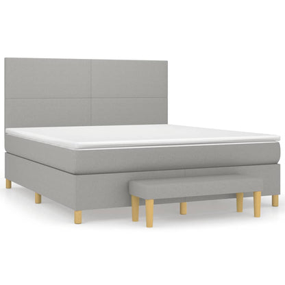 Boxspringbett mit Matratze Hellgrau 160x200 cm Stoff