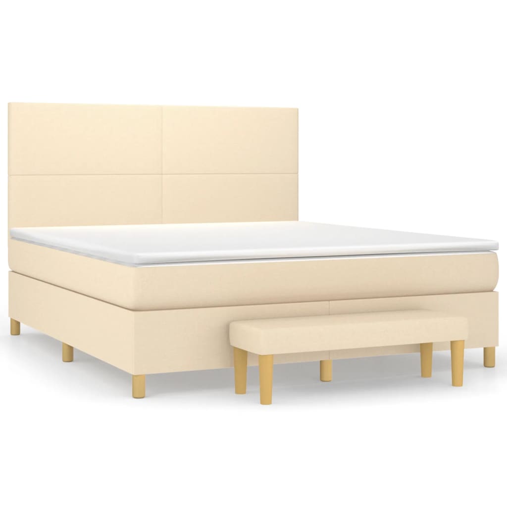 Boxspringbett mit Matratze Creme 160x200 cm Stoff