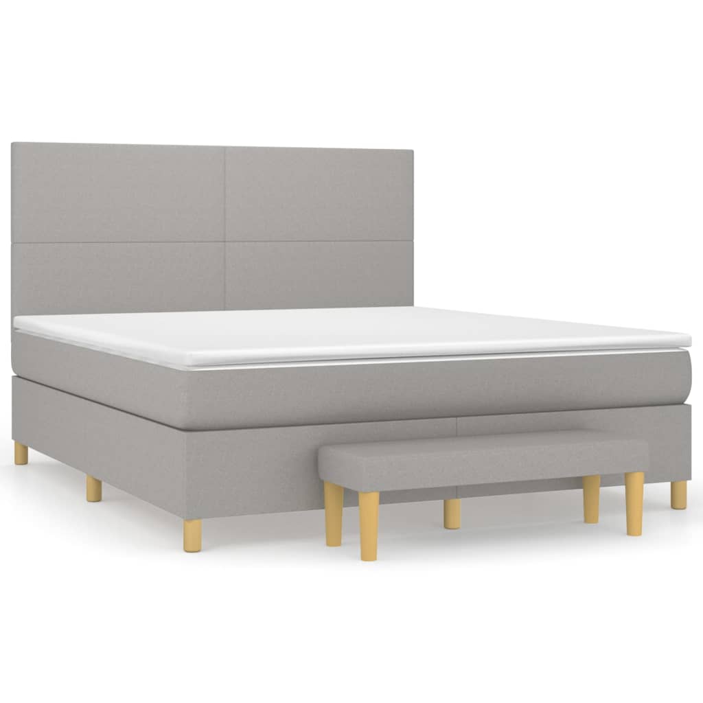 Boxspringbett mit Matratze Hellgrau 180x200 cm Stoff