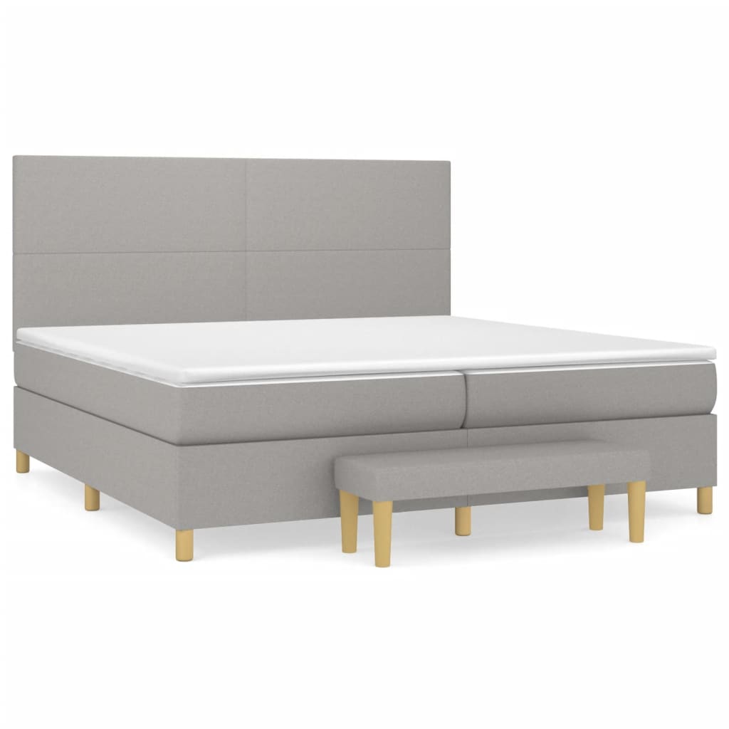 Boxspringbett mit Matratze Hellgrau 200x200 cm Stoff