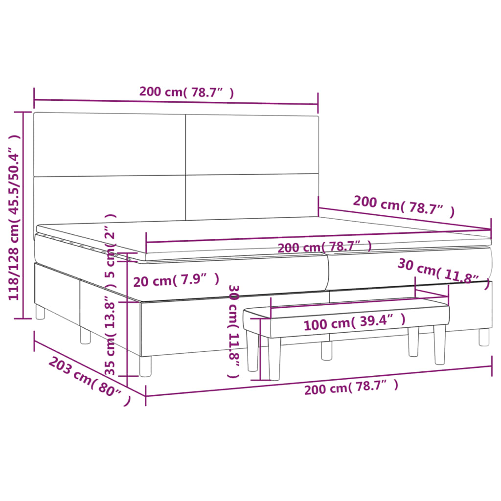 Boxspringbett mit Matratze Dunkelbraun 200x200 cm Stoff