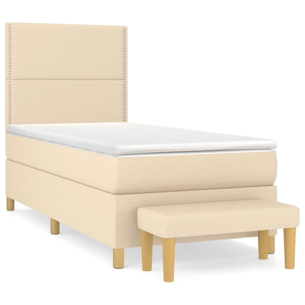 Boxspringbett mit Matratze Creme 90x200 cm Stoff