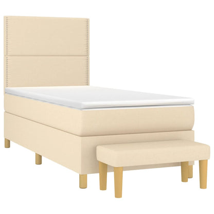 Boxspringbett mit Matratze Creme 90x200 cm Stoff