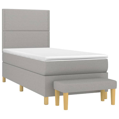 Boxspringbett mit Matratze Hellgrau 100x200 cm Stoff