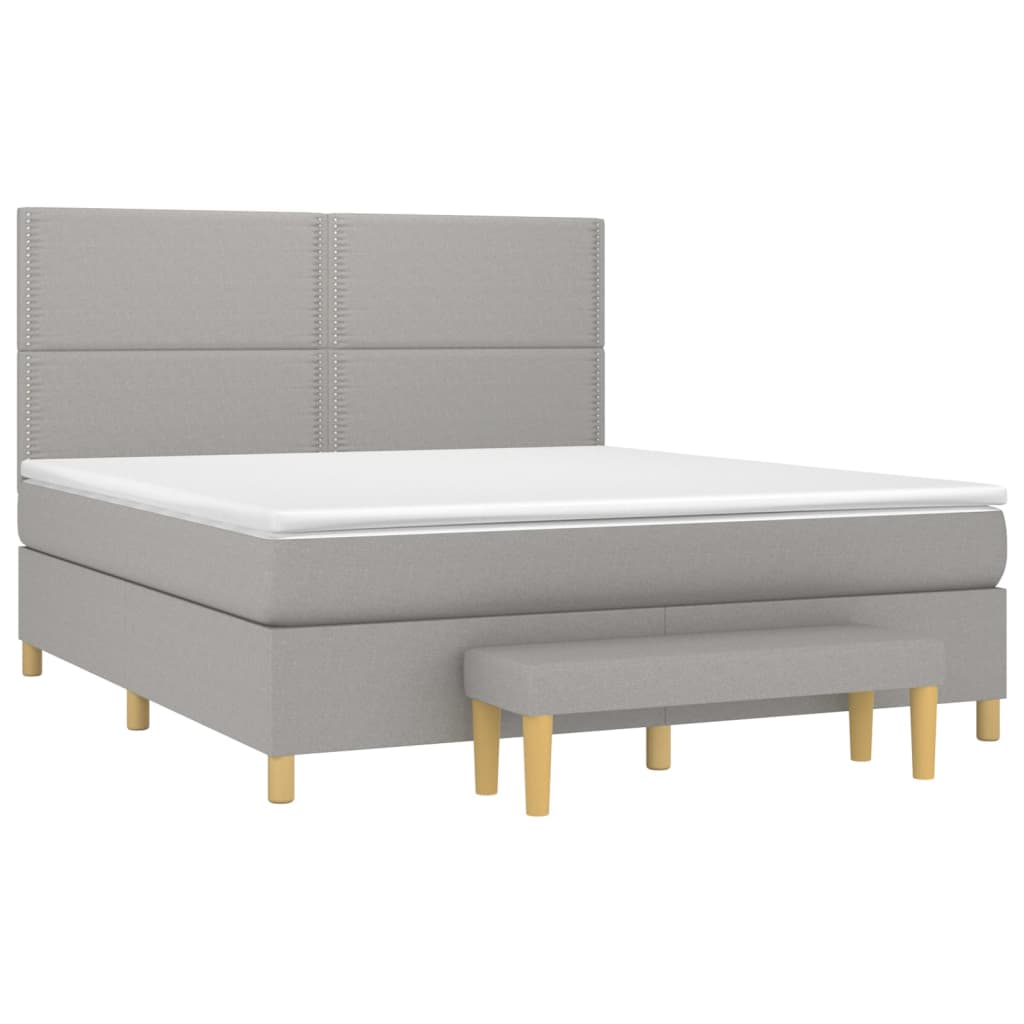 Boxspringbett mit Matratze Hellgrau 160x200 cm Stoff