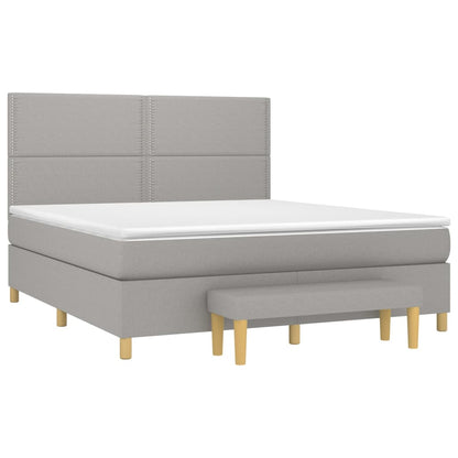 Boxspringbett mit Matratze Hellgrau 160x200 cm Stoff