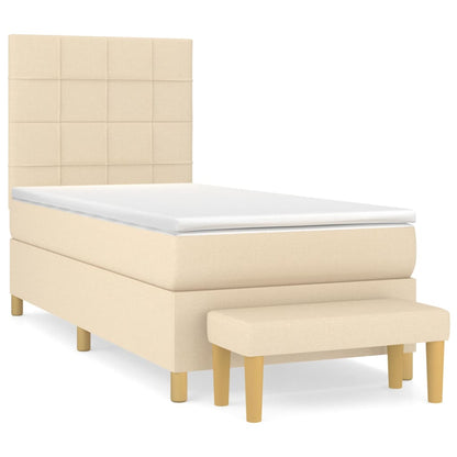 Boxspringbett mit Matratze Creme 80x200 cm Stoff