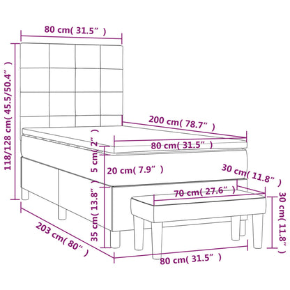 Boxspringbett mit Matratze Creme 80x200 cm Stoff